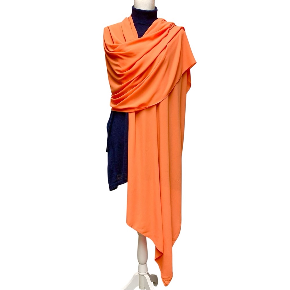 Joseph Ribkoff Multi-Way Formal Cover Up Wrap Scarf Shawl Crepe Papaya‎ NWT